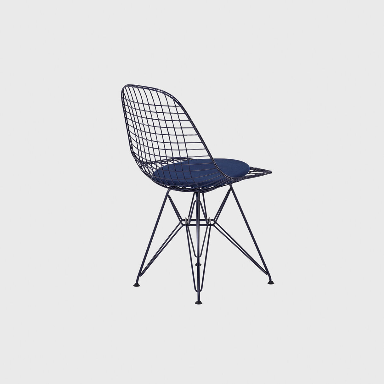 Eames Wire Chair, Upholstered Seat Pad, Black Blue