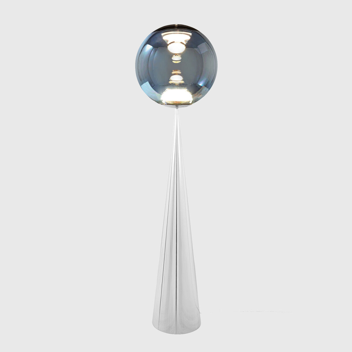 Globe Cone Fat Floor Lamp, Silver Base, Silver