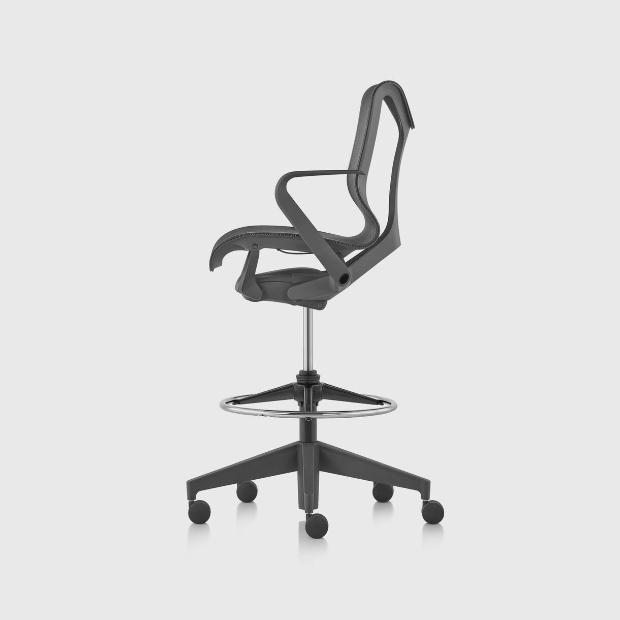 Cosm Work Stool - Low-Back, Graphite - Fixed Arms