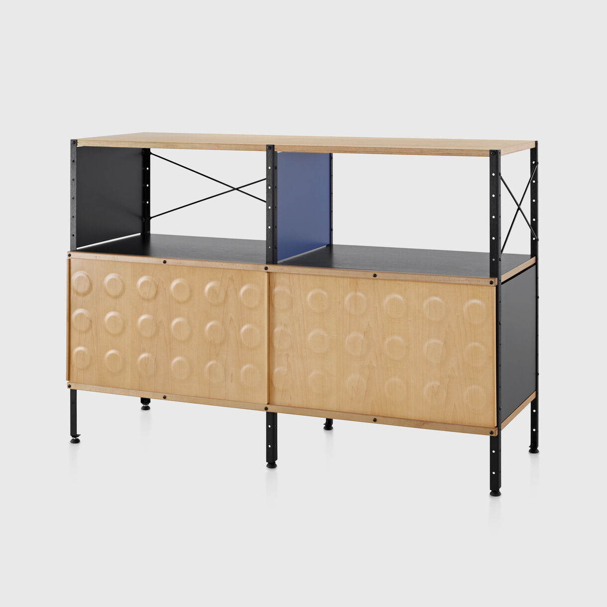 Eames Storage Unit, 2x2 with Doors, Multicolour & Black