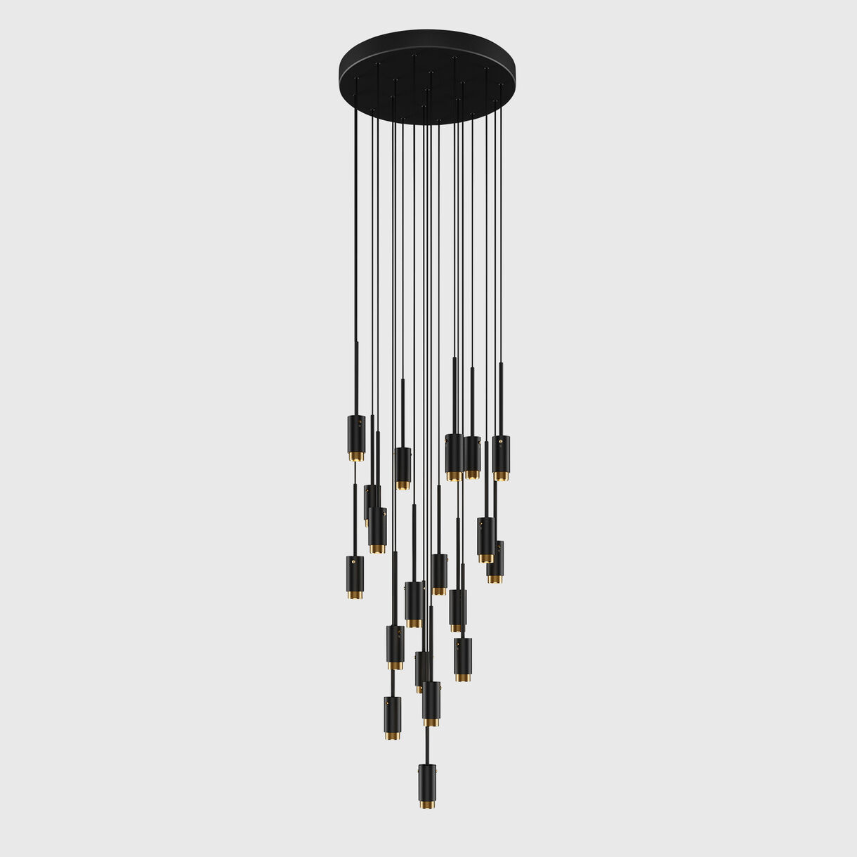 Exhaust Chandelier 19, Surface, Graphite & Brass