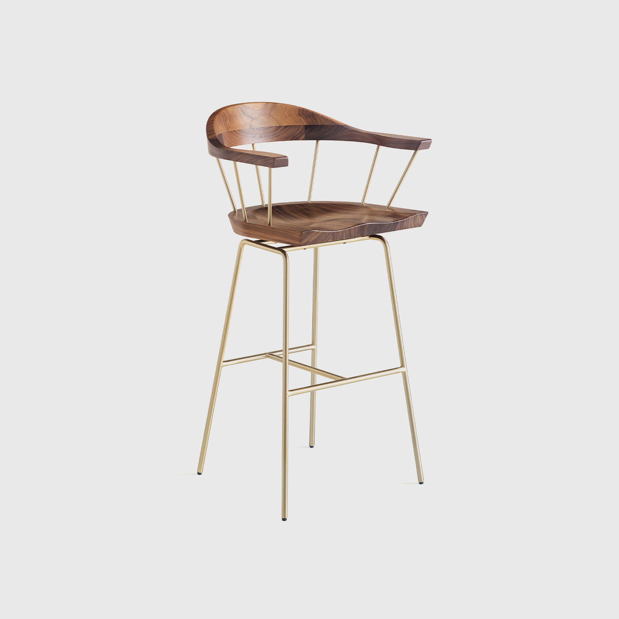 Spindle Bar Chair, Walnut, Satin Brass