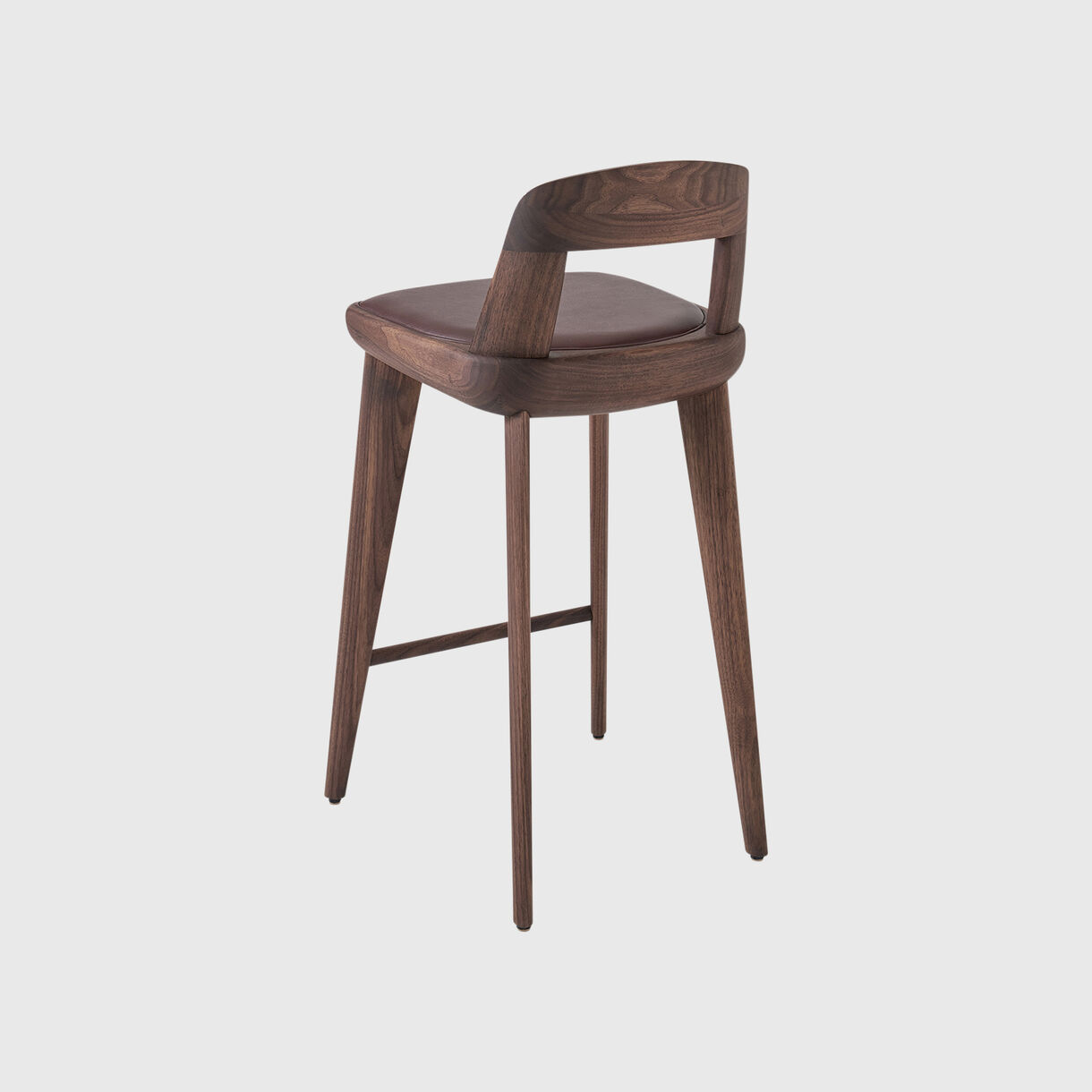 Brutus Counter Stool, Walnut, Brown Leather