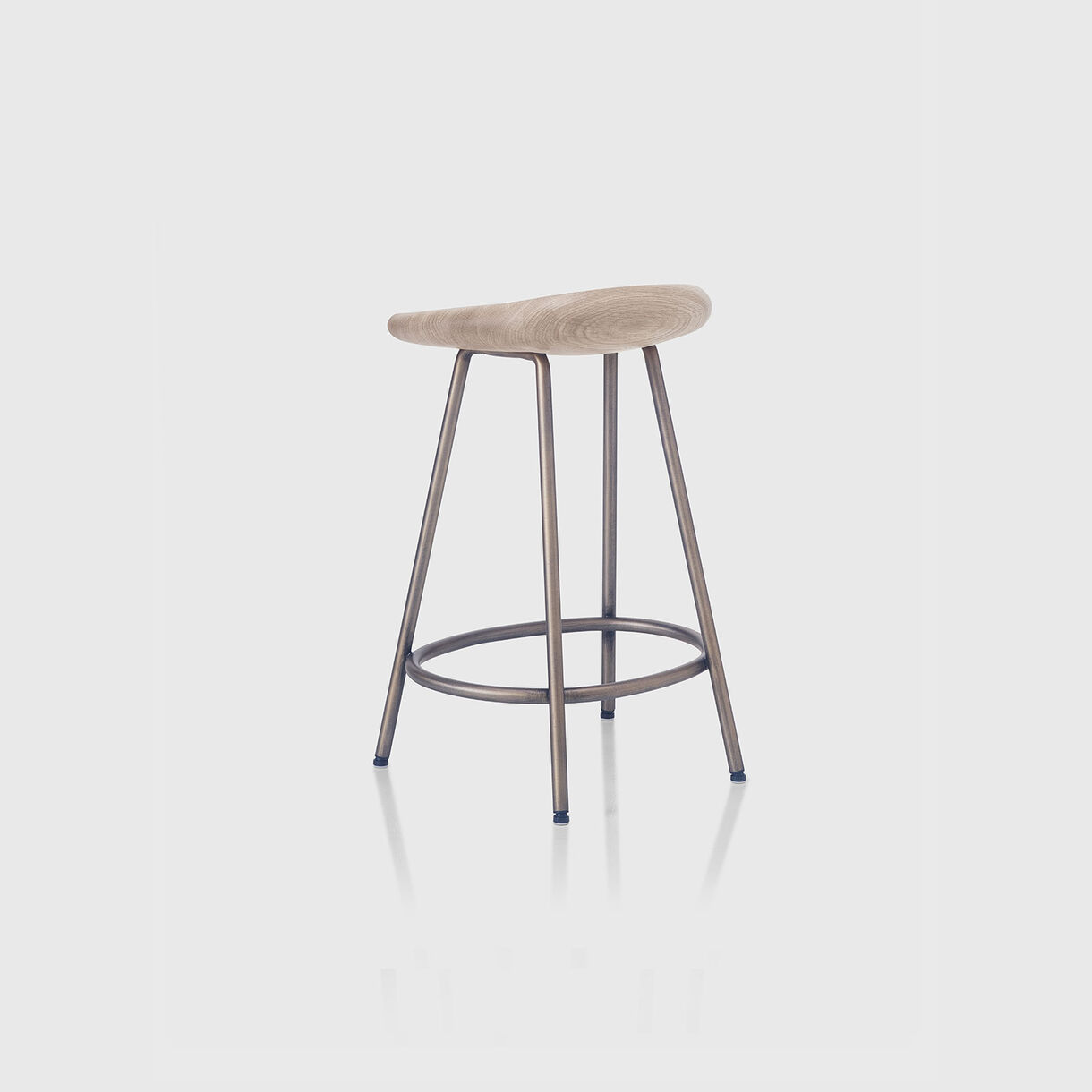 Pebble Counter Stool, Raw Oak & Bronze