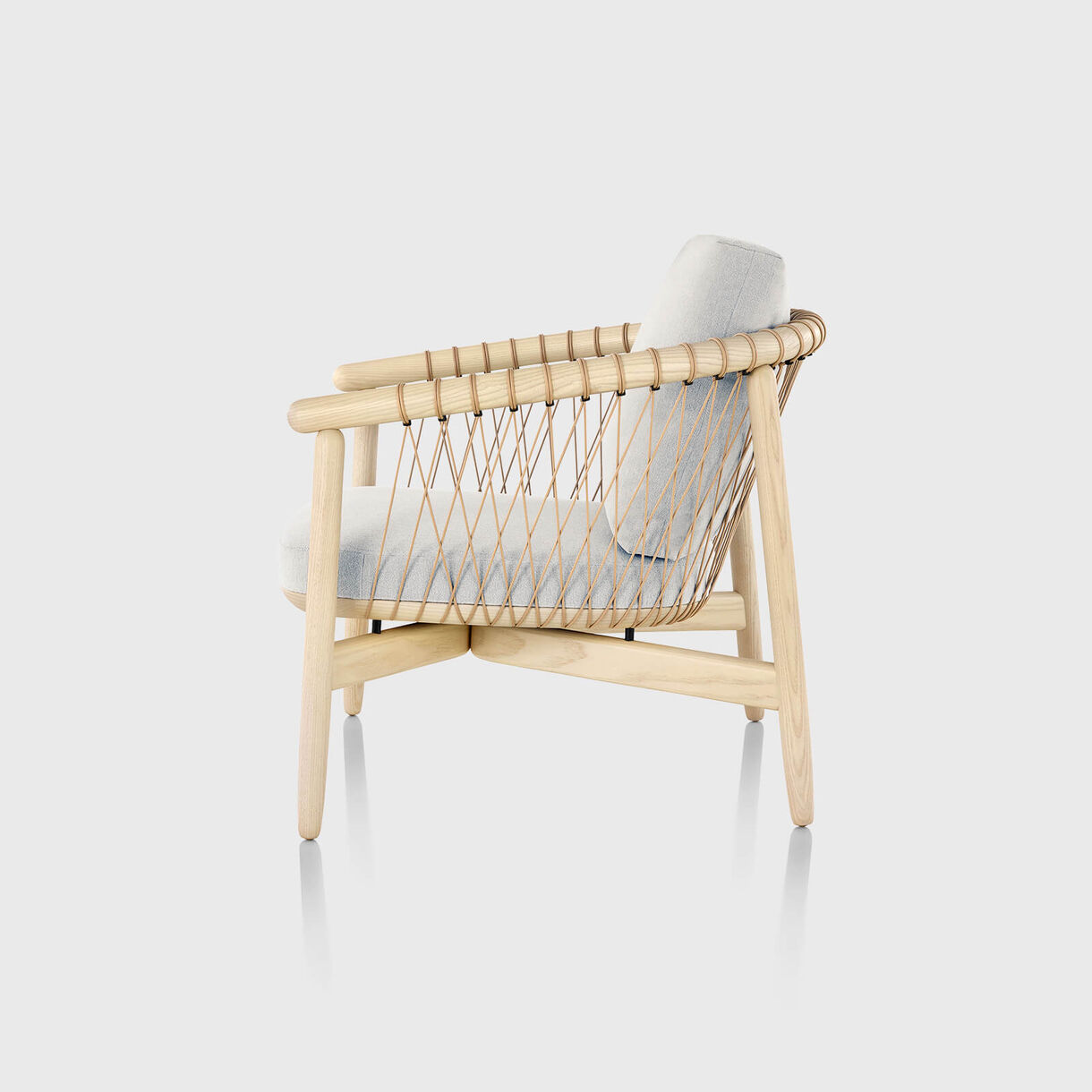 Crosshatch Lounge Chair, White Ash, Capri Stone, Cream Cord