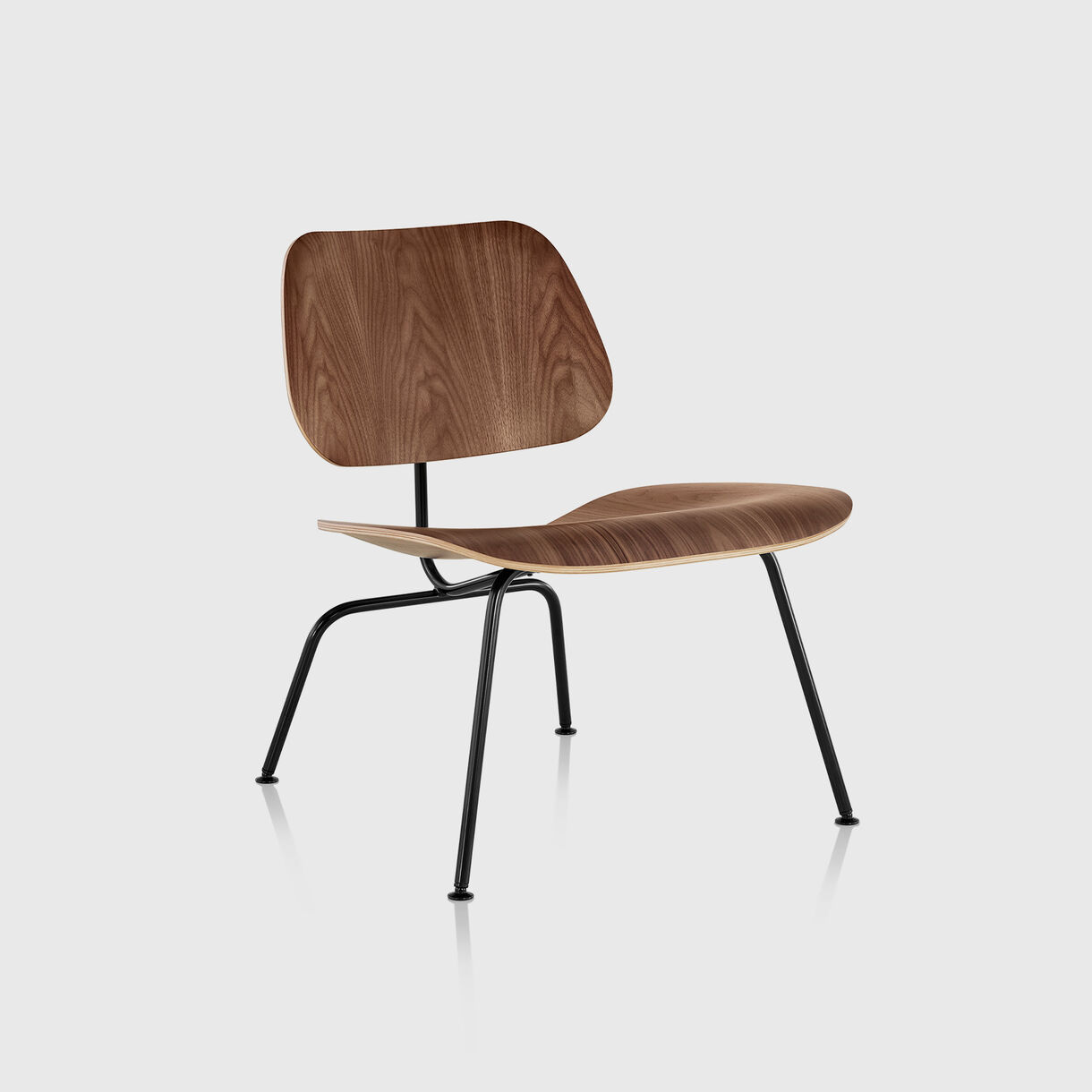 Eames Moulded Plywood Lounge Chair, Metal Base, Walnut & Black