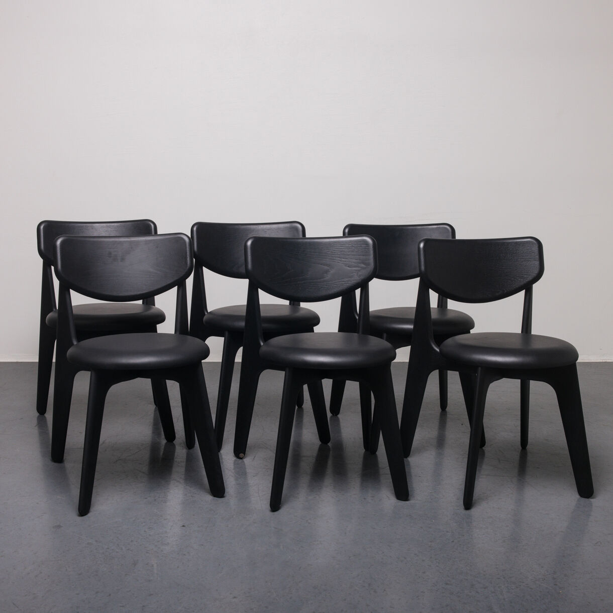 Slab Side Chair, Black Stained Birch and Upholstery