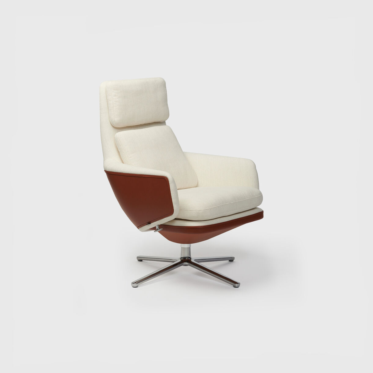Grand Relax Lounge Chair, Ivory Melange & Cognac Leather