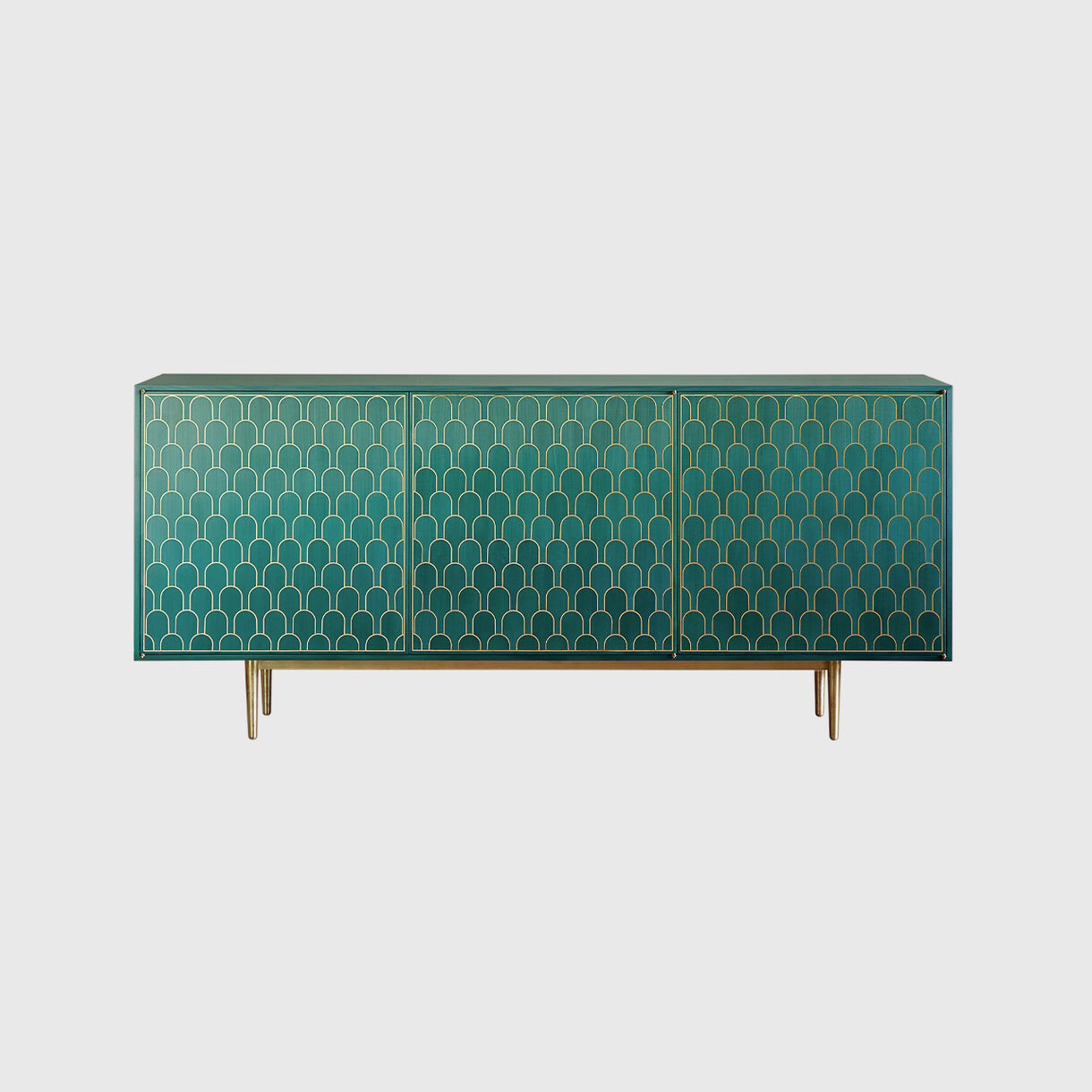 Nizwa 3-Door Cabinet, Jade with Brass