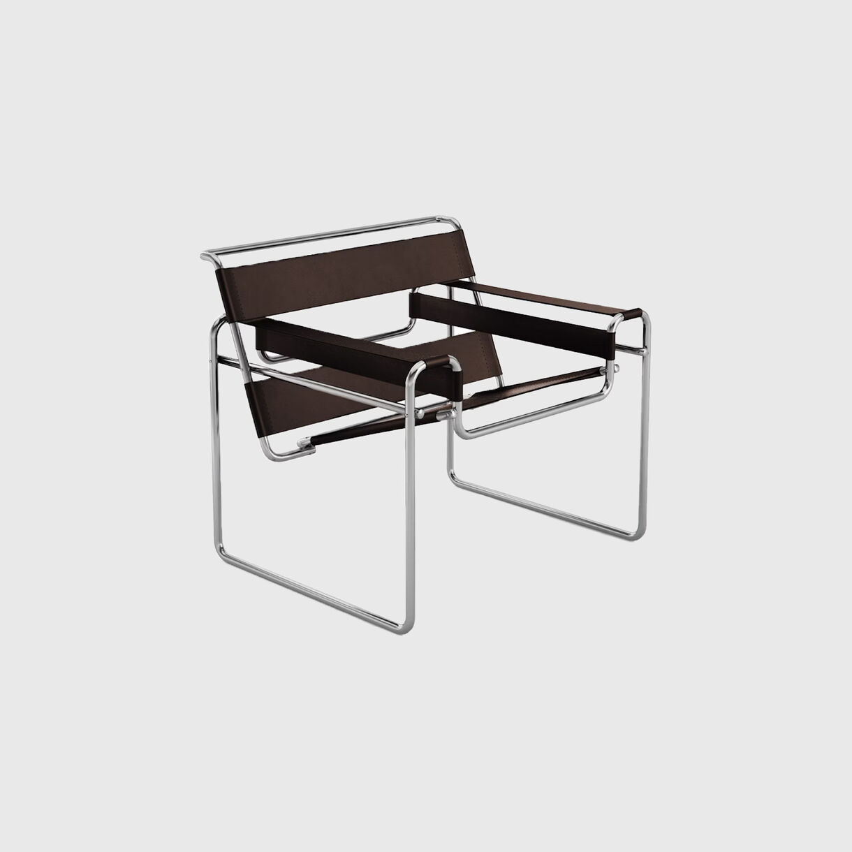 Wassily Chair, Dark Brown Leather, Chrome