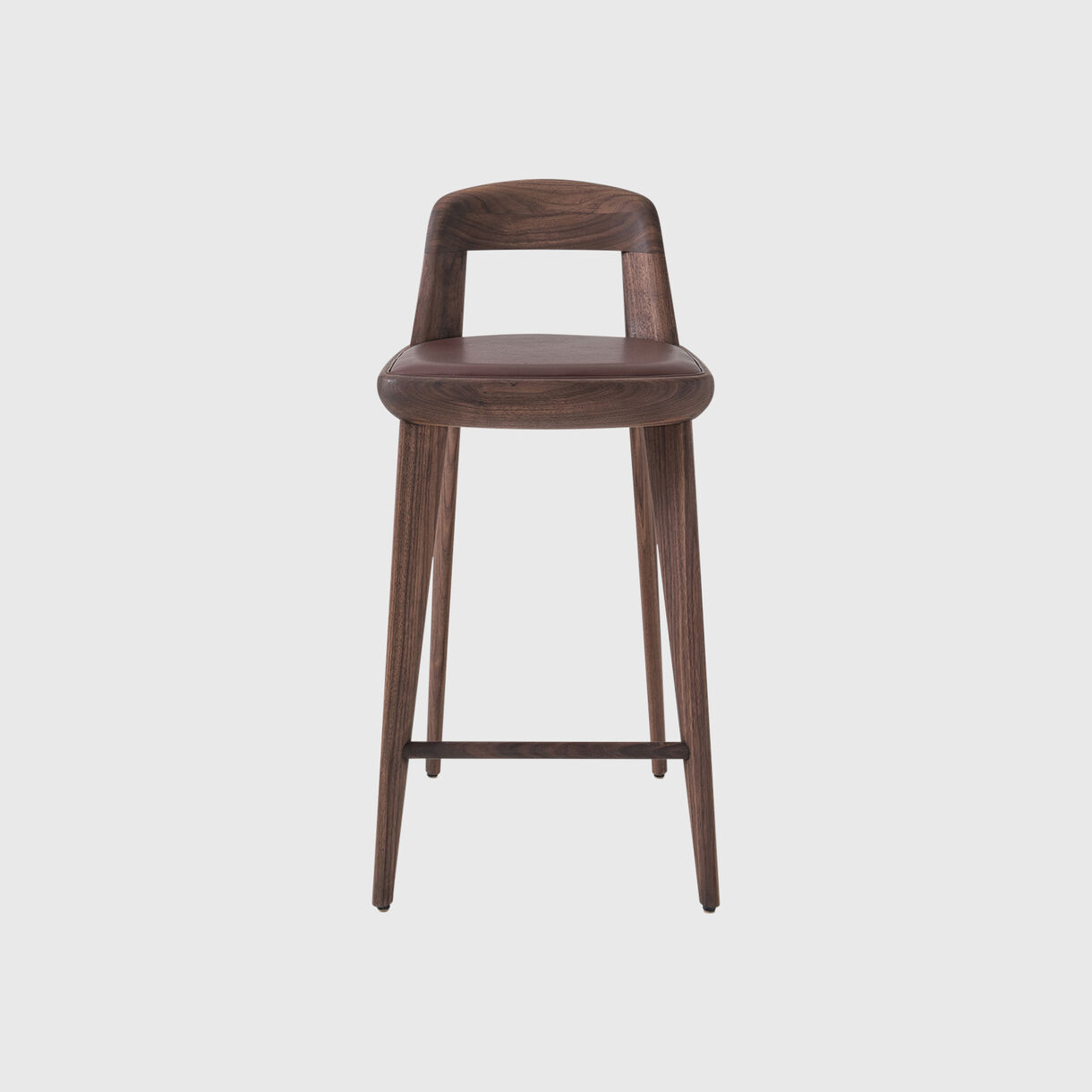 Brutus Counter Stool, Walnut, Brown Leather