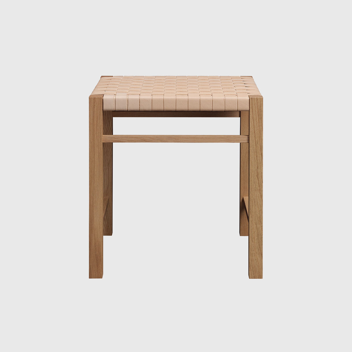 Aswan Stool, Oak & Natural Leather