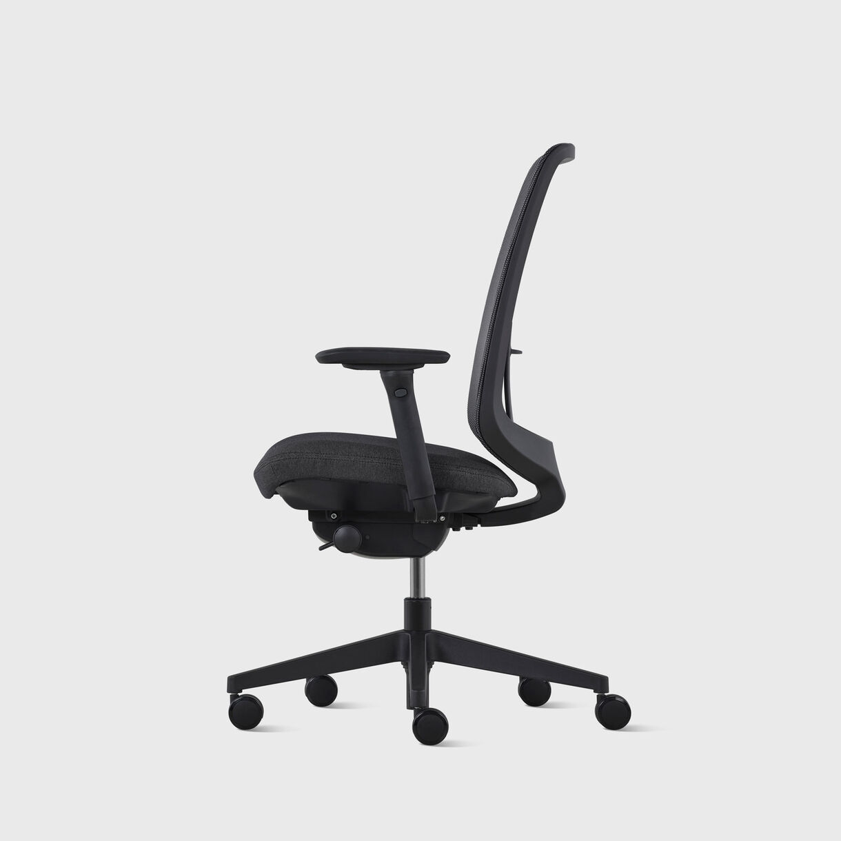 Verus Suspension Back Task Chair - Black Frame, Shale Interweave & Cinder Upholstery - Fully Adjustable Arms
