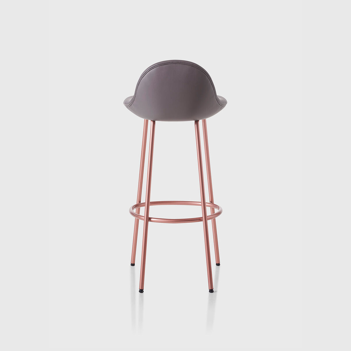 Pebble Padded Bar Stool, Leather & Copper Base