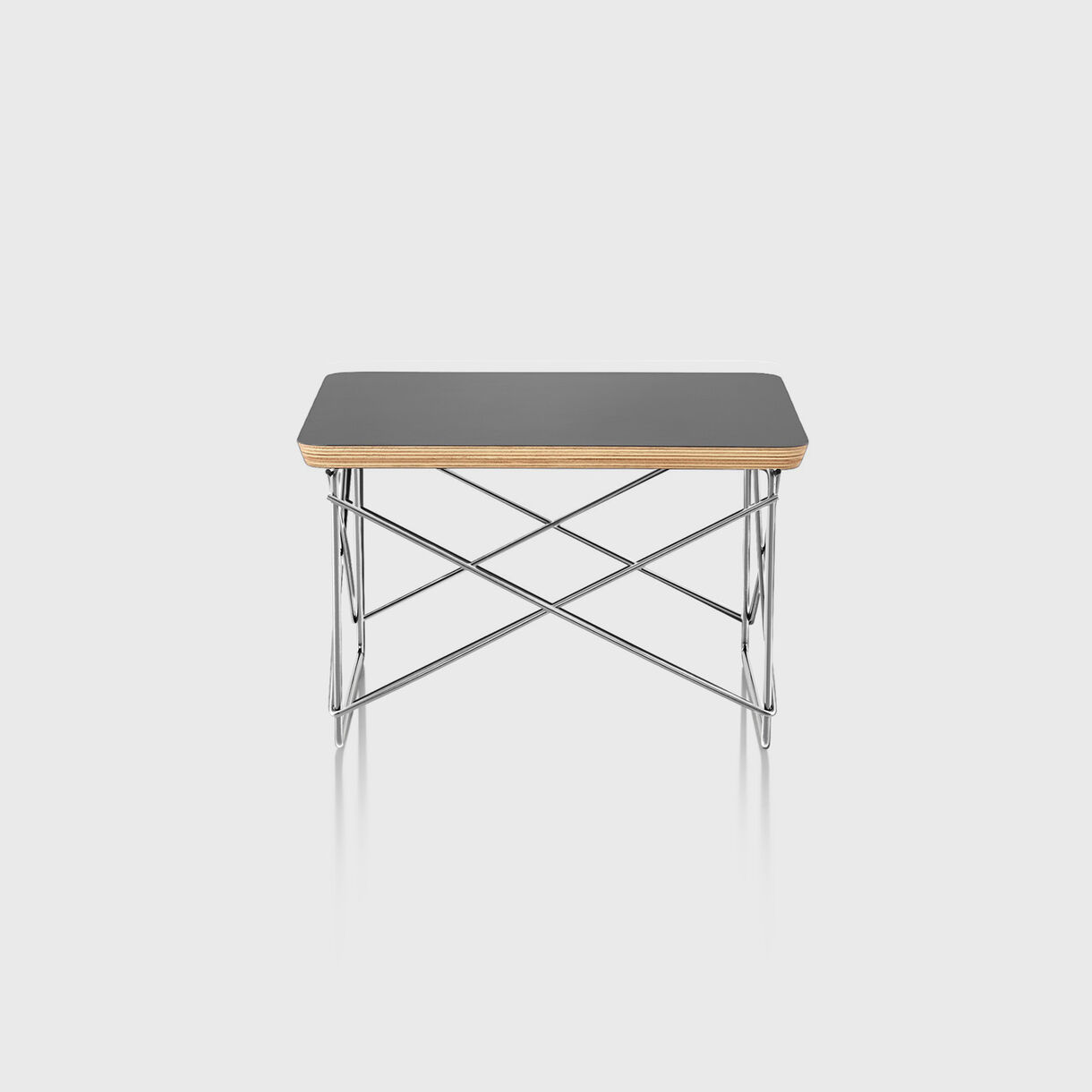 Eames Wire Base Low Table, Black Top, Chrome Base