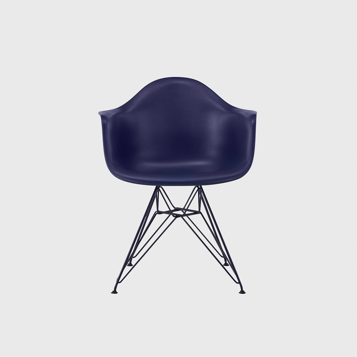 Eames Moulded Plastic Armchair, Wire Base, Black Blue