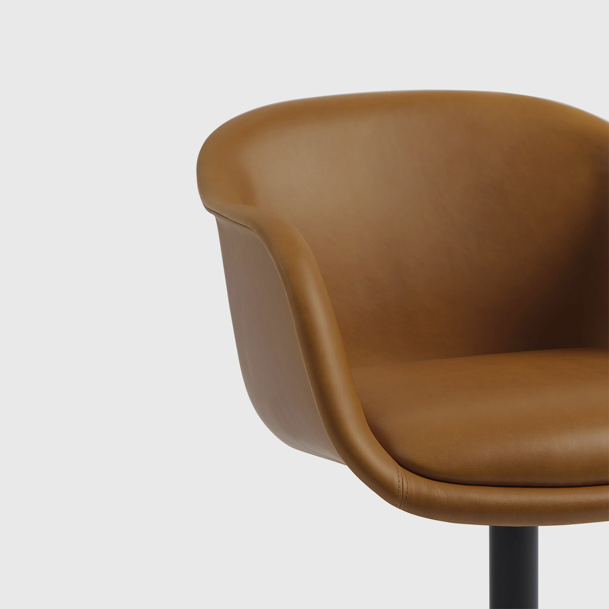 Fiber Conference Armchair, Swivel Base, Cognac Leather & Black