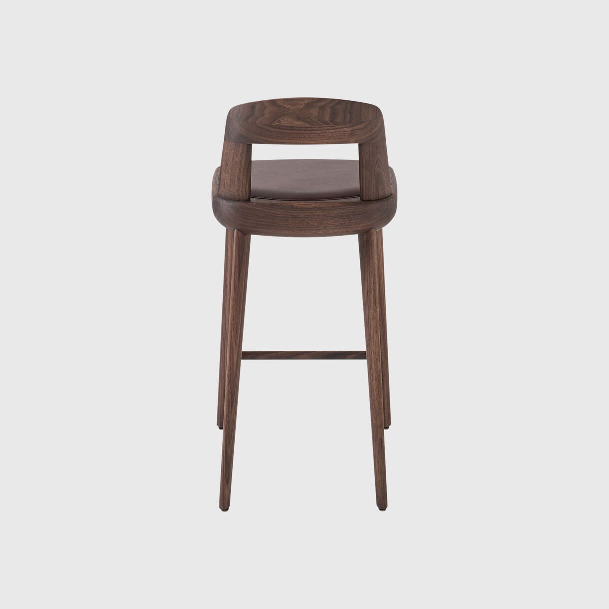 Brutus Counter Stool, Walnut, Brown Leather