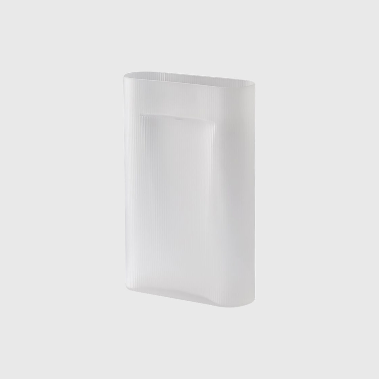 Ridge Vase, Frosted Glass, White, Large