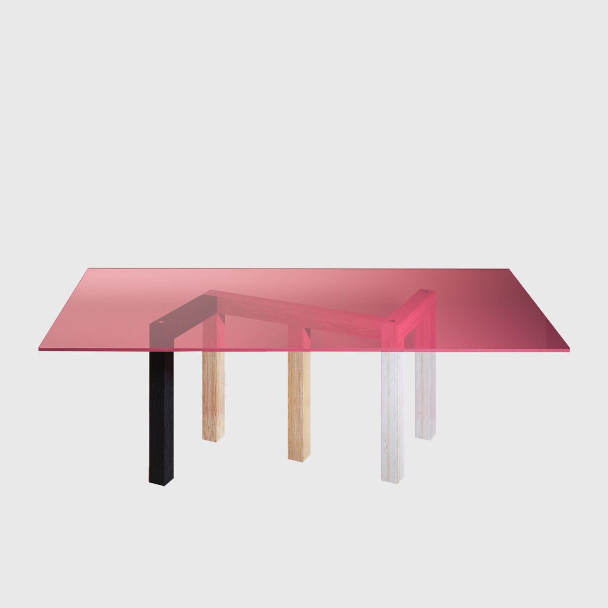 Penrose Table, Pink Glass Top