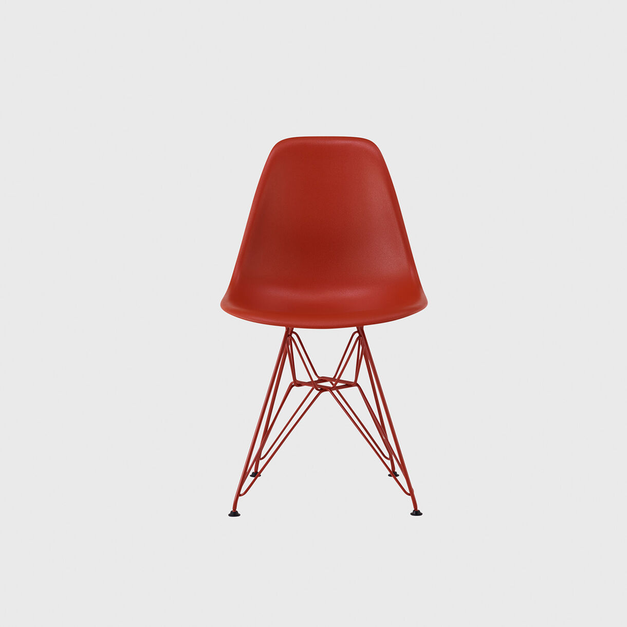 HM x Hay Eames Moulded Plastic Side Chair, Wire Base, Iron Red