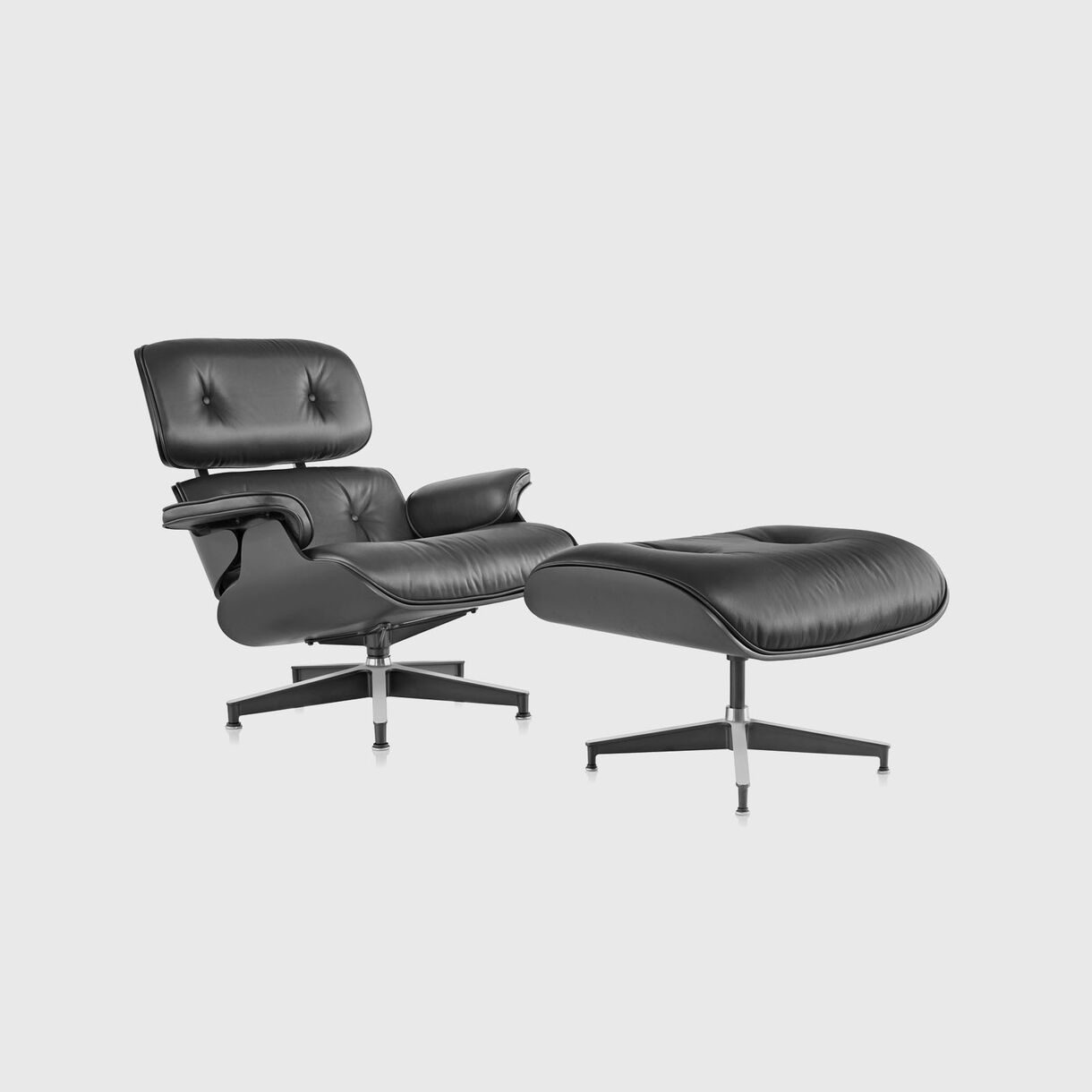 Eames Lounge Chair & Ottoman, Ebony & Black Leather