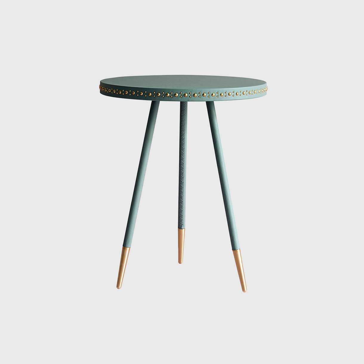 Stud Side Table, Jade & Brass