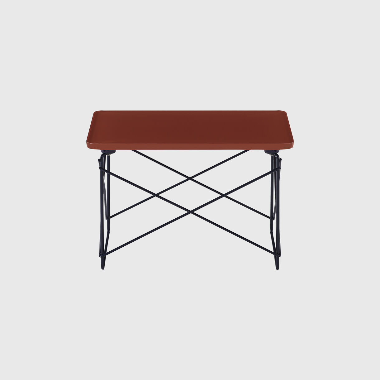 Eames Wire Base Low Table, Iron Red & Black Blue