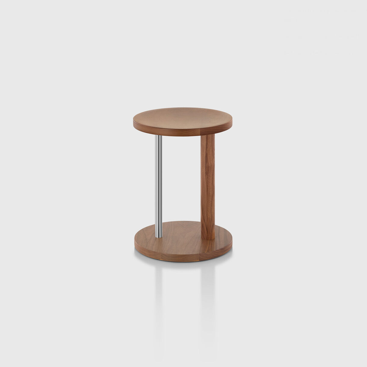 Spot Low Stool, Walnut & Chrome