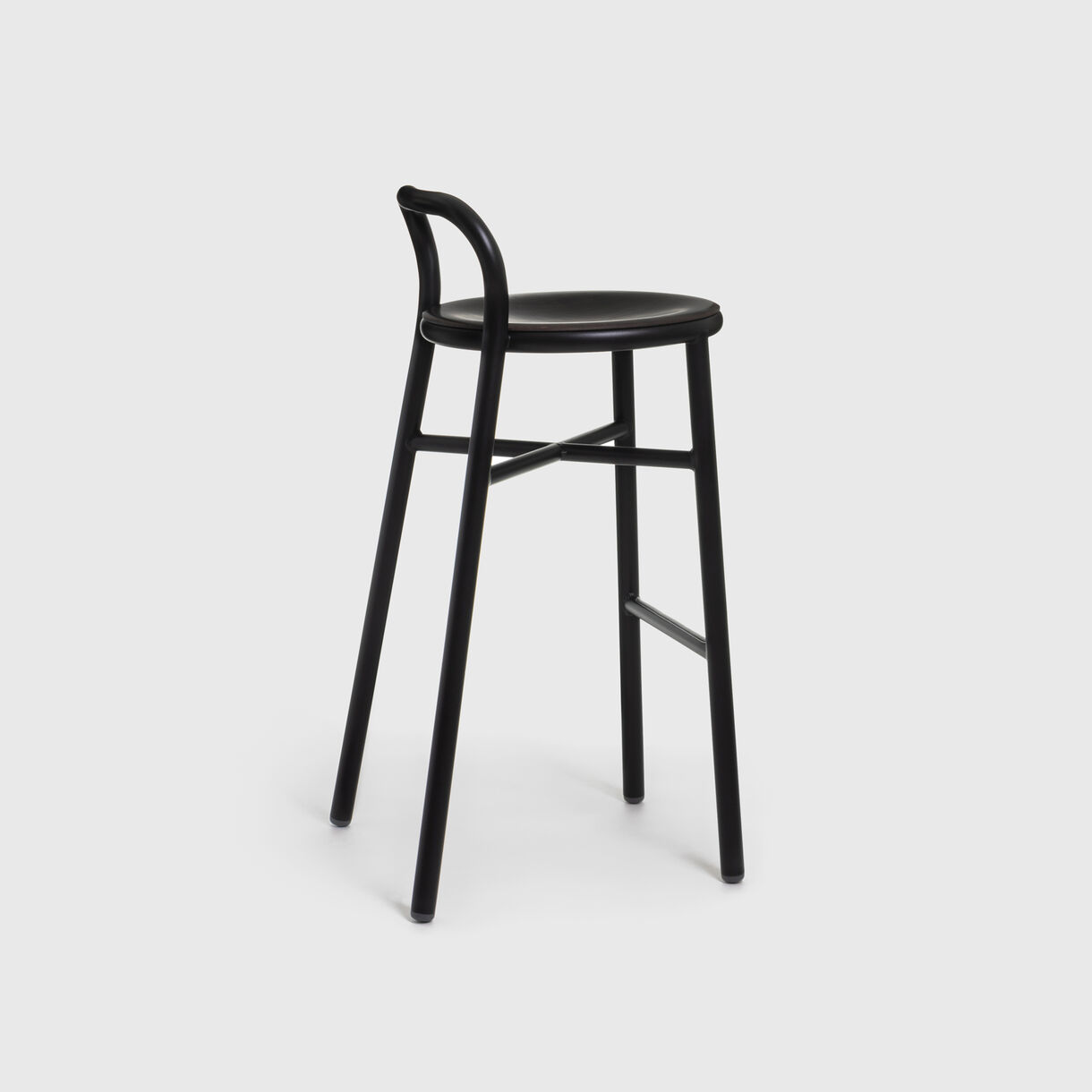 Pipe Indoor Stool, Bar, Beech Black