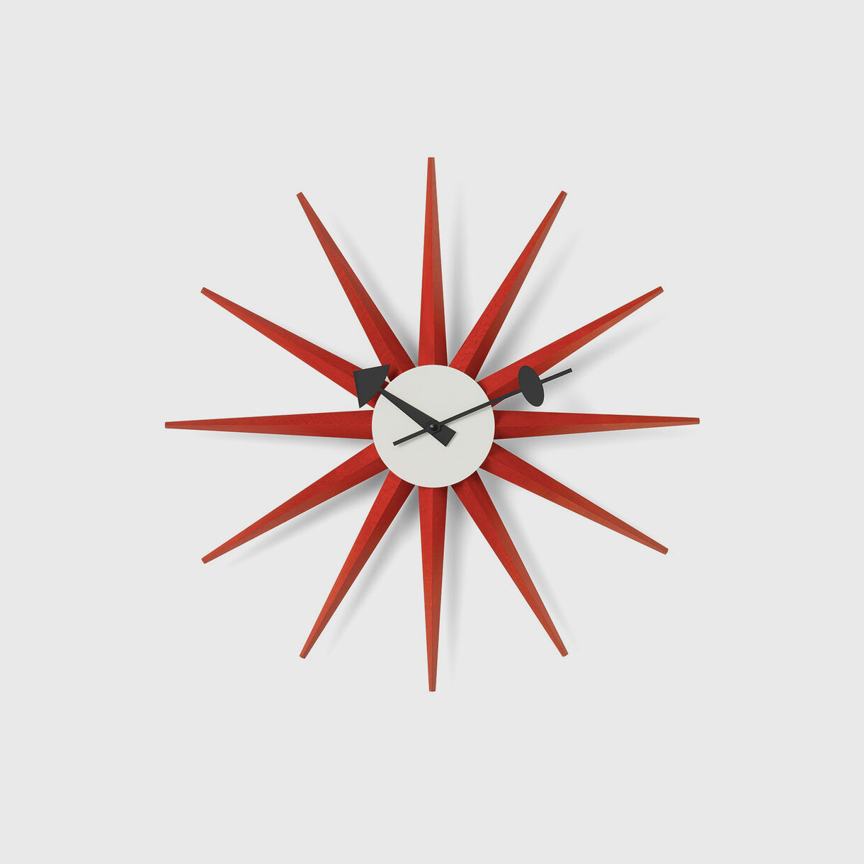 Sunburst Wall Clock, Red