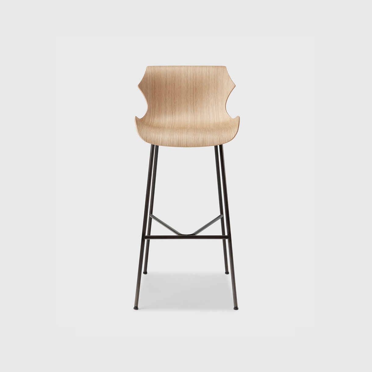 Petal Metal Base Bar Stool, Raw Oak