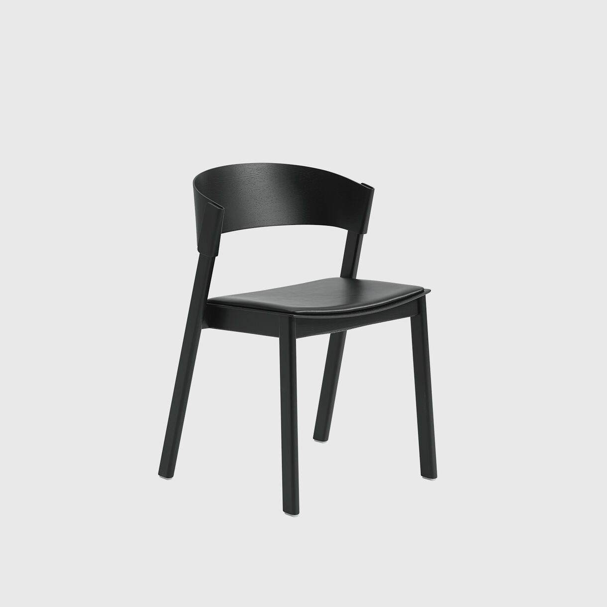 Cover Side Chair, Black, Black Leather