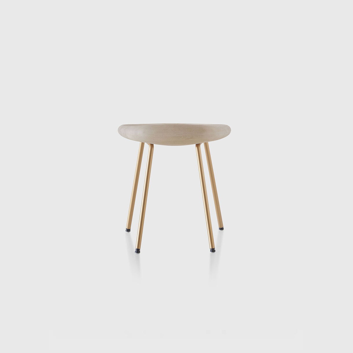 Pebble Stool, White Oak & Brass Base
