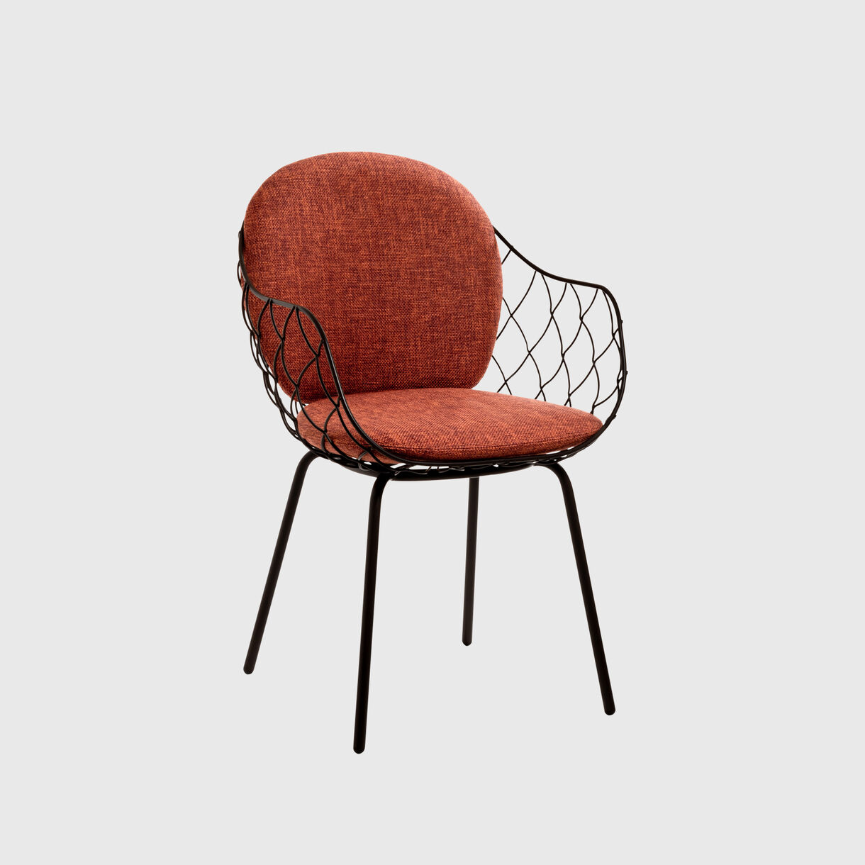 Pina Armchair, Tube Base, Brown, Polyhedra 1106 Orange