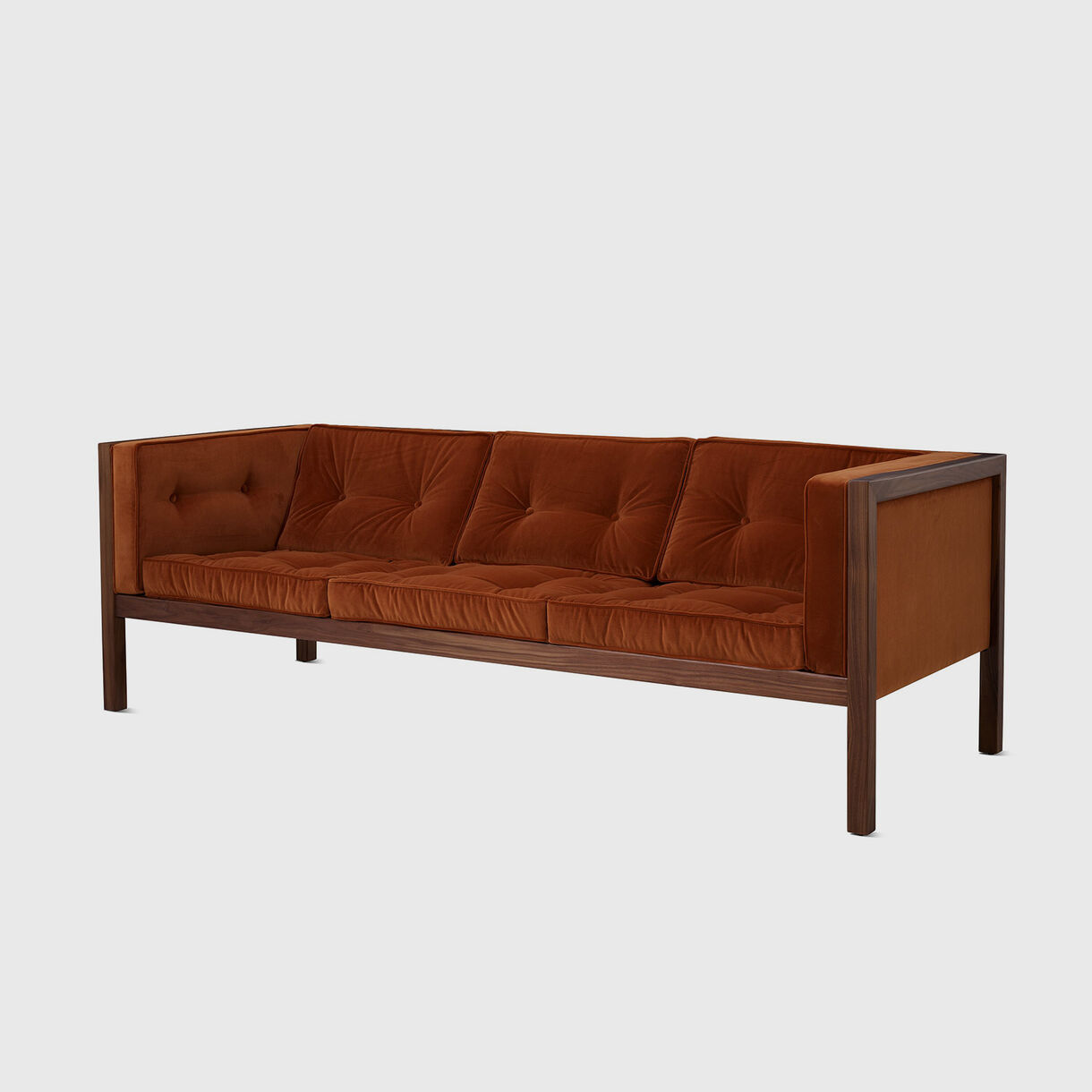 Nelson Cube Sofa, 2070, Walnut & Tempo Flaxseed