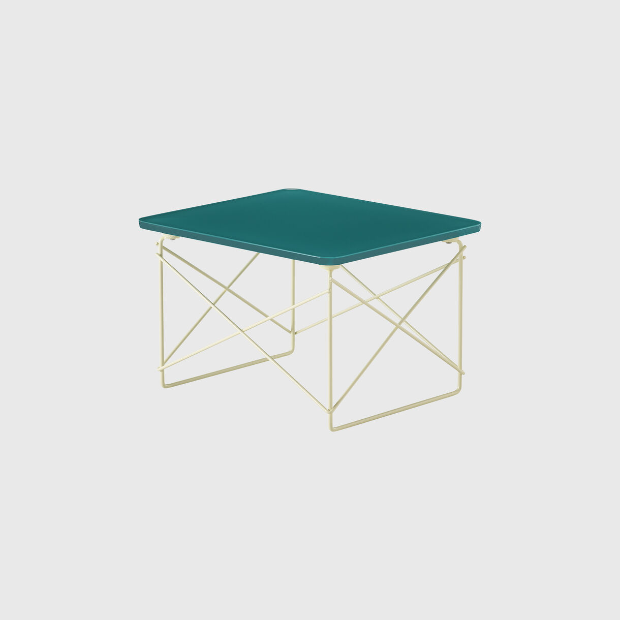 Eames Wire Base Low Table, Mint Green & Powder Yellow