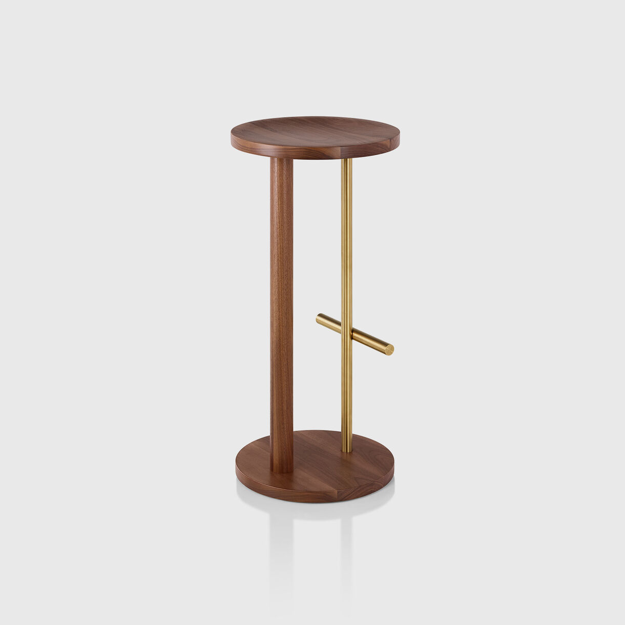 Spot Stool, Bar Height, Walnut & Brass