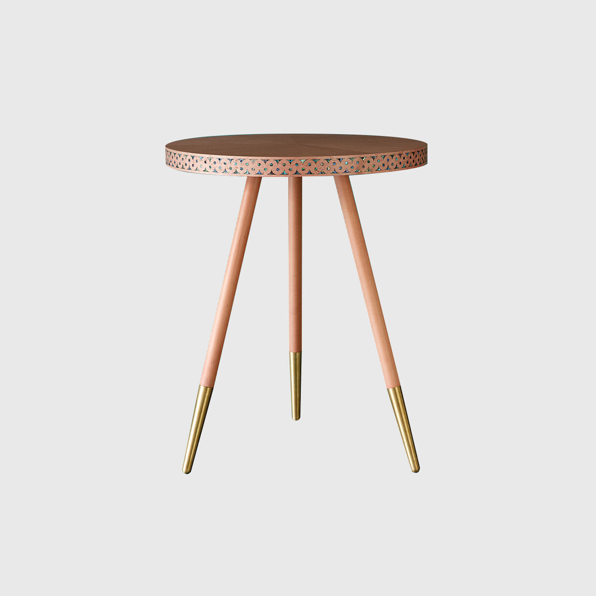 Paua Side Table, Coral & Brass