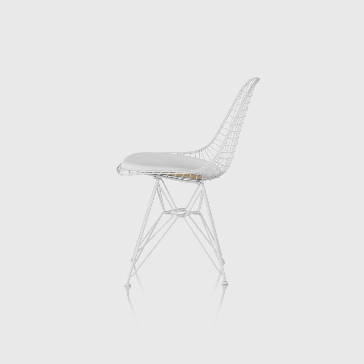 Eames Wire Chair with Upholstered Seat Pad, Wire Base, White