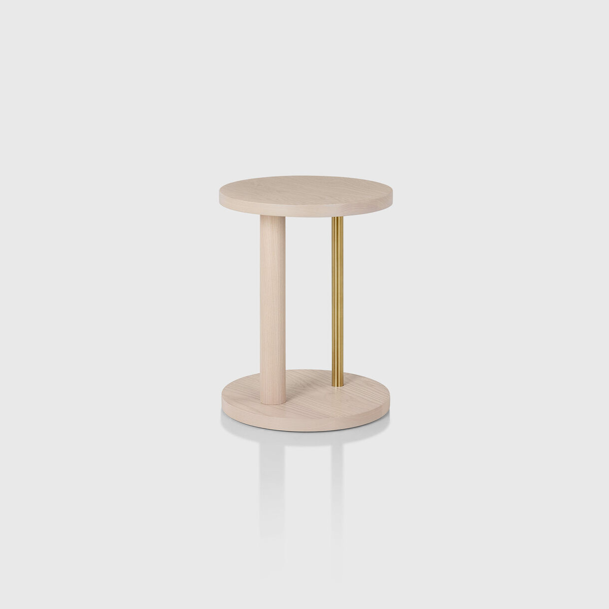 Spot Low Stool, White Ash & Brass