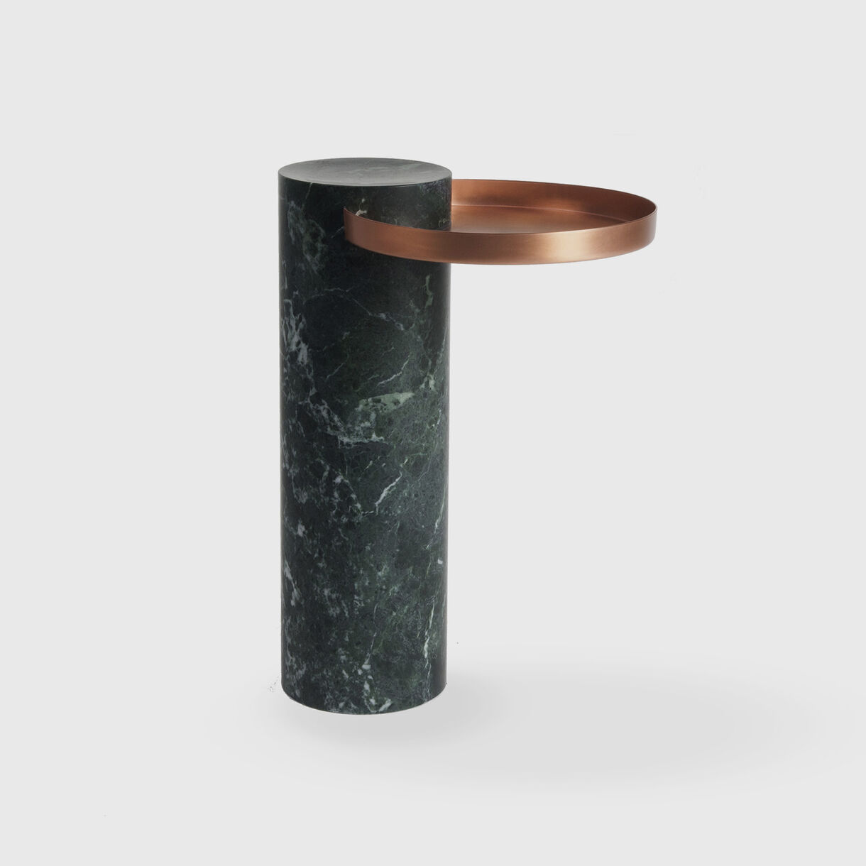 Salute Side Table, High, Copper & Green Marble