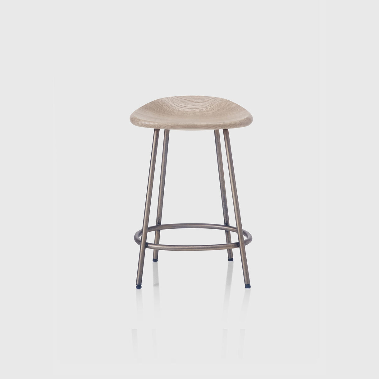 Pebble Counter Stool, Raw Oak & Bronze