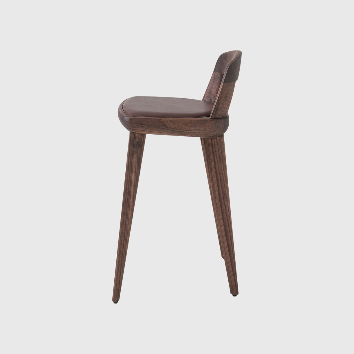 Brutus Counter Stool, Walnut, Brown Leather