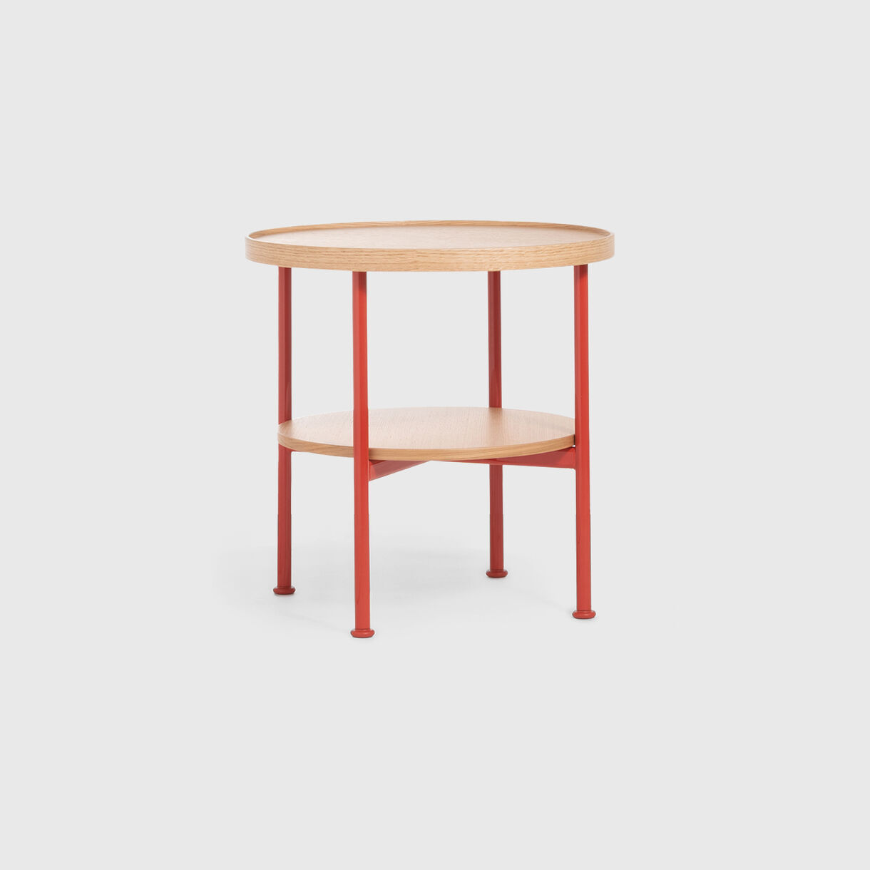 Motta Side Table, 50cm, Oak, Red