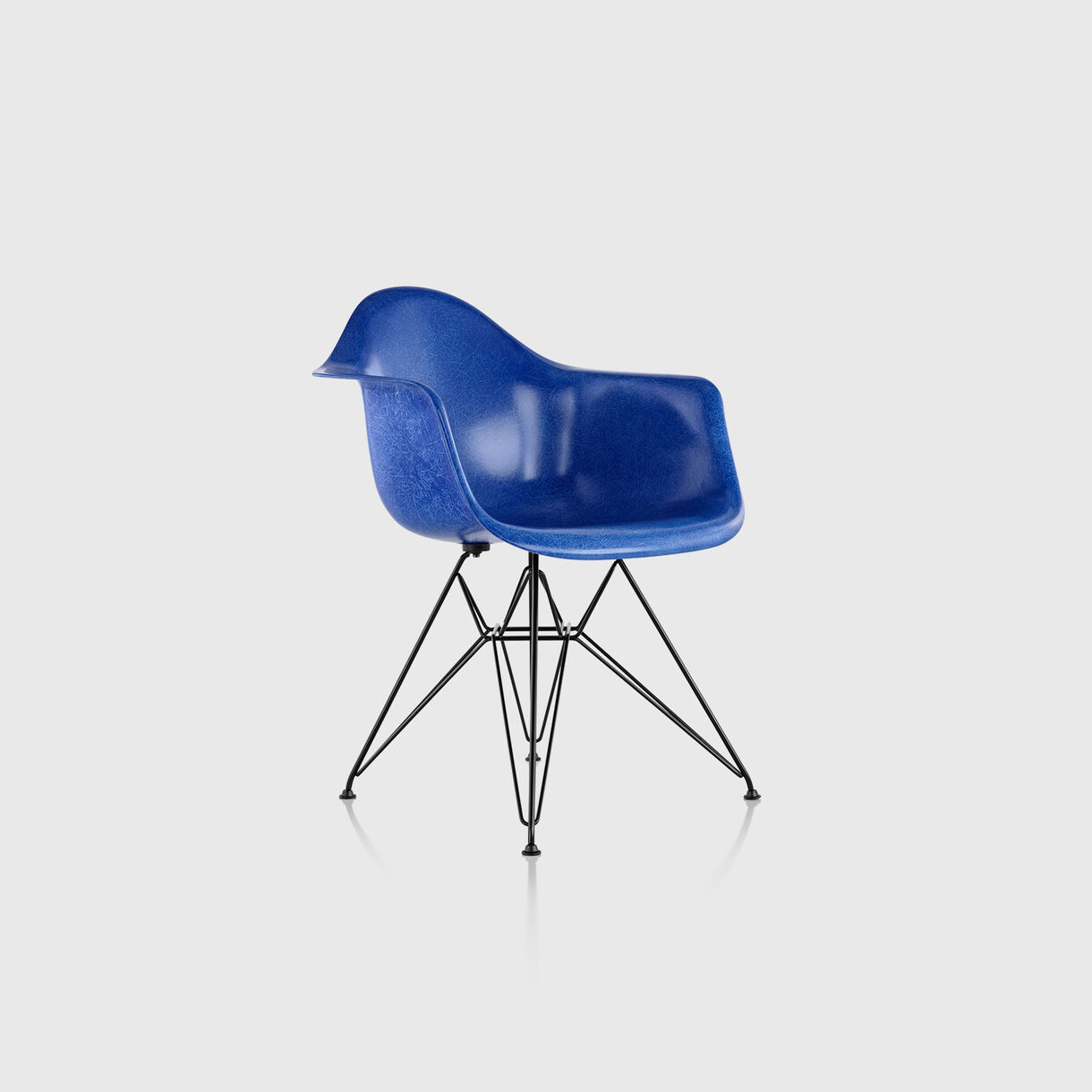 Eames Moulded Fibreglass Armchair, Ultramarine Blue & Black