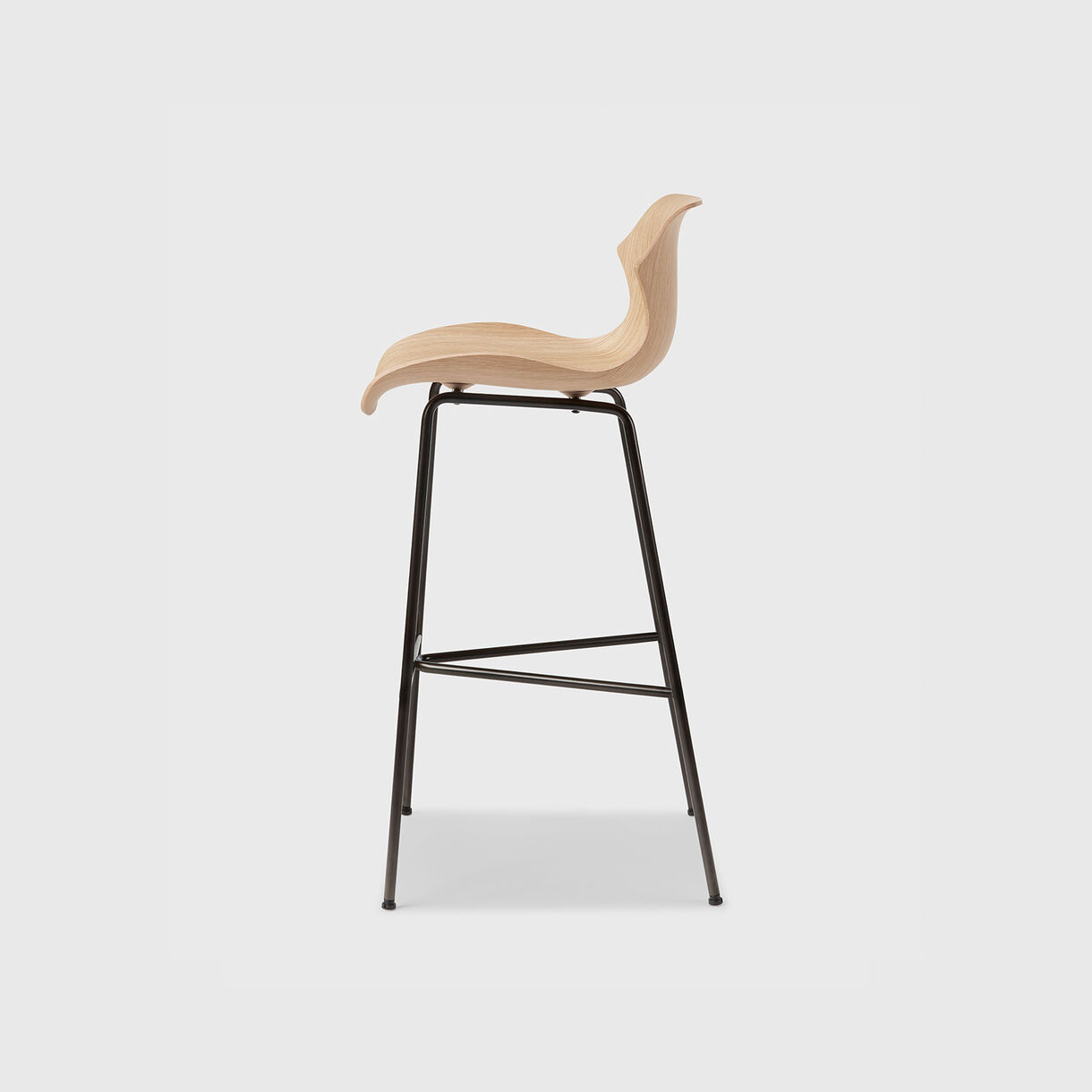 Petal Metal Base Bar Stool, Raw Oak