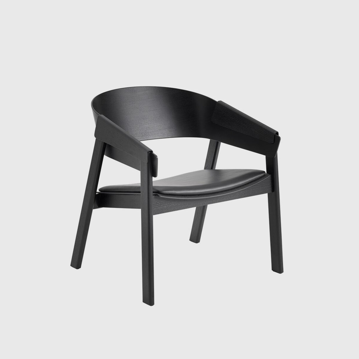 Cover Lounge Chair Upholstered, Black & Black Leather