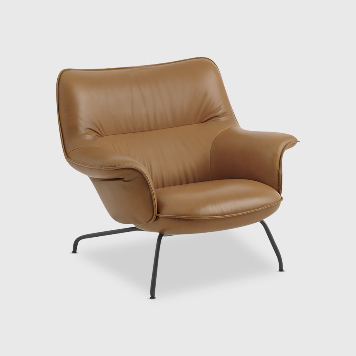 Doze Lounge Chair, Tube Base, Cognac Leather