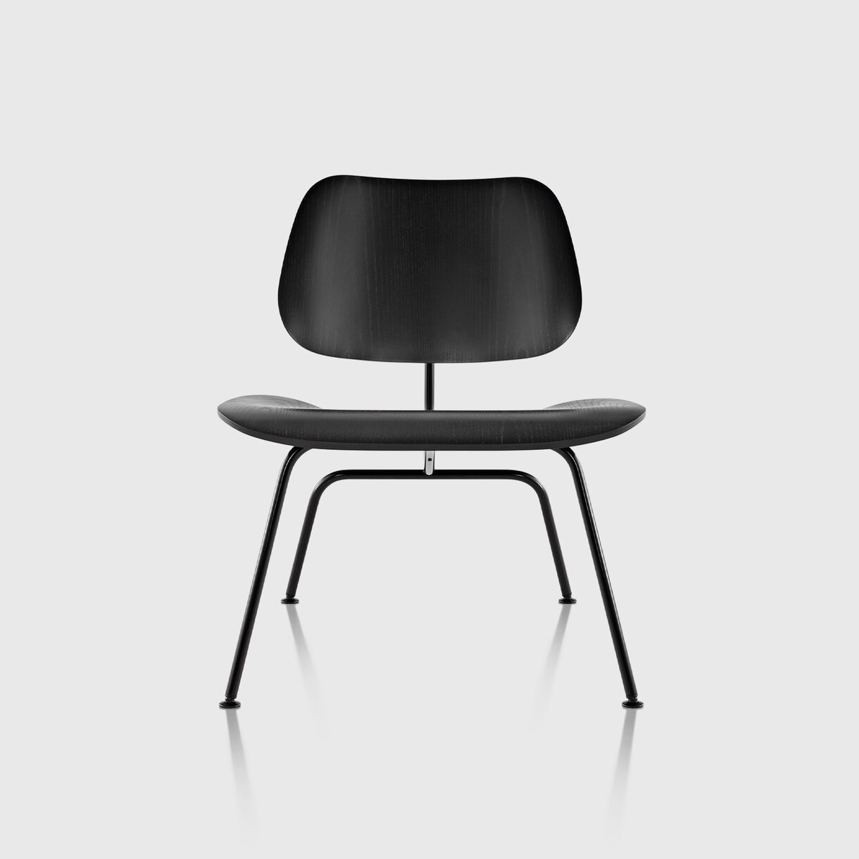Eames Moulded Plywood Lounge Chair, Metal Base, Ebony & Black